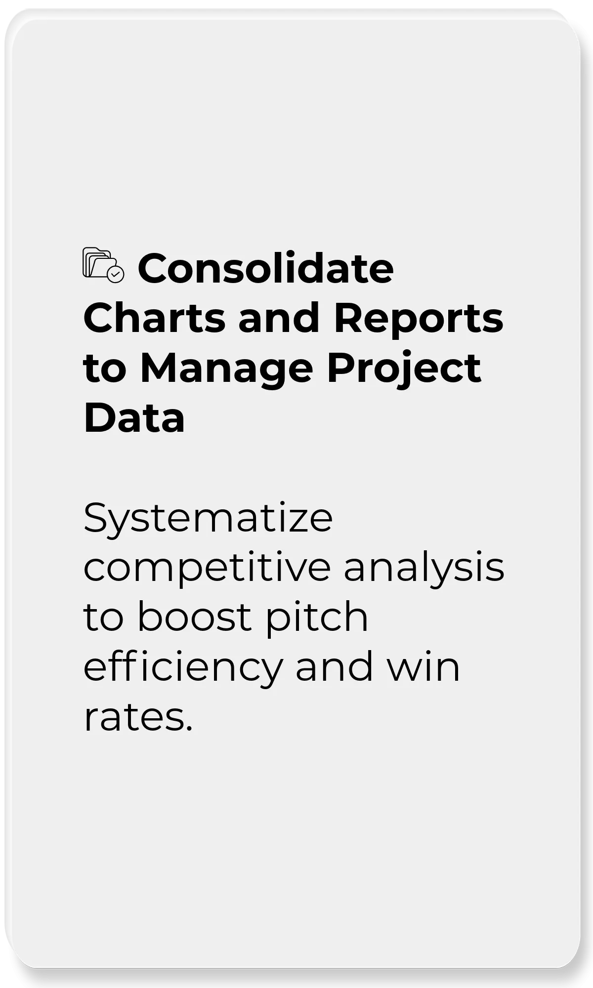 Product Data Explorer_Consolidate Charts and Reports to Manage Project Data_Systematize competitive analysis to boost pitch efficiency and win rates.